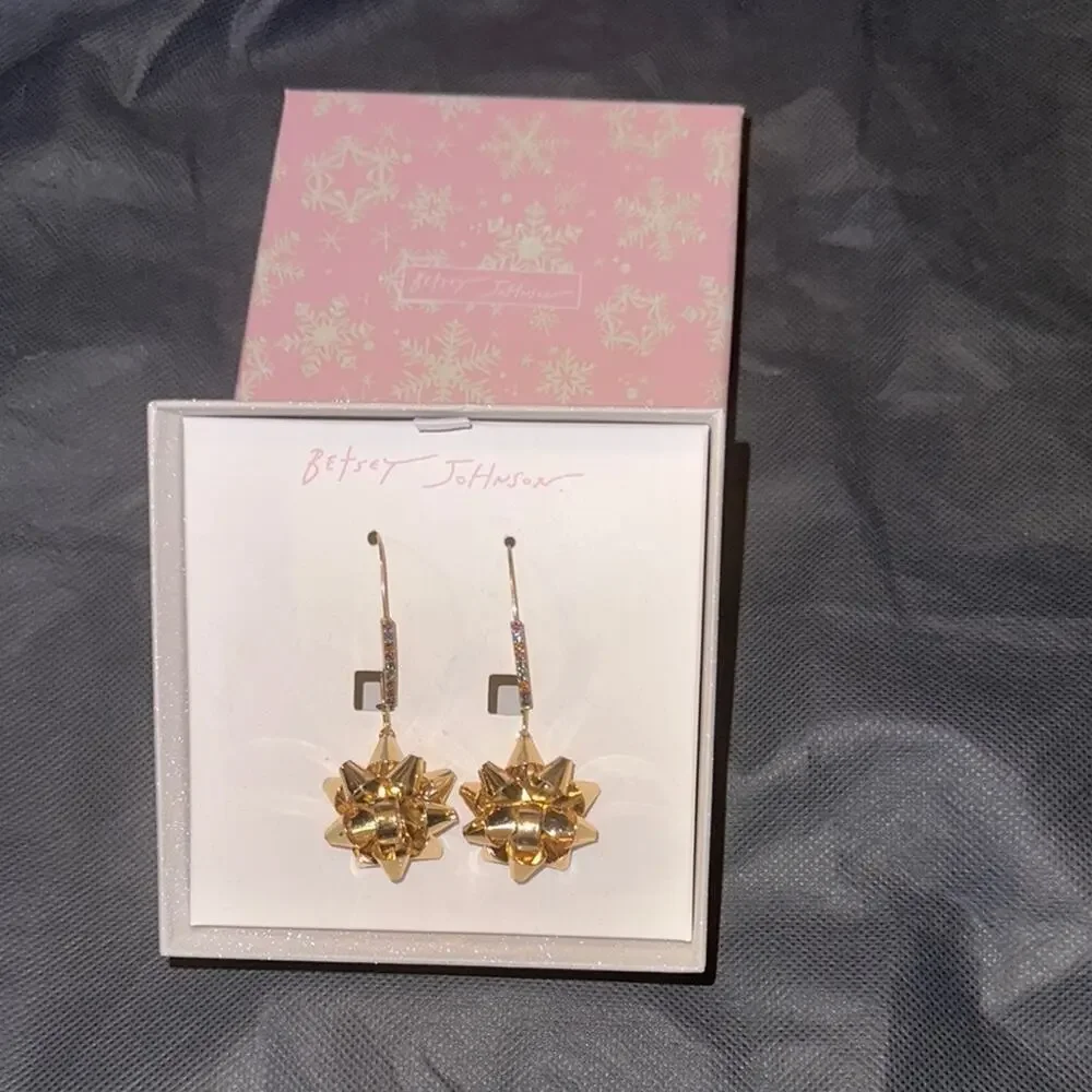 Betsey Johnson Gold Bow Earrings